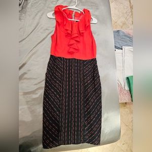 Eva Franco Bright Coral and Navy Dress